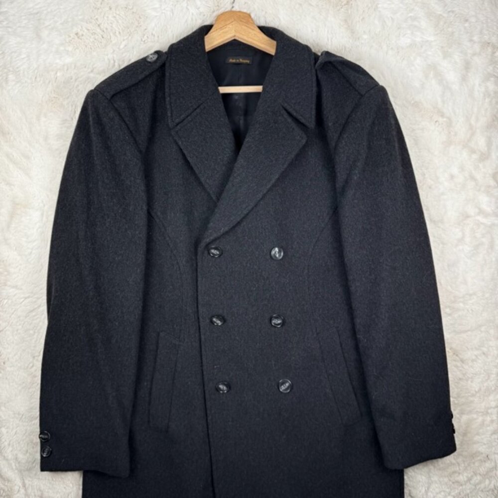 Vintage Virany Double Breasted Wool Overcoat Peacoat Charcoal Men’s Size 40 L